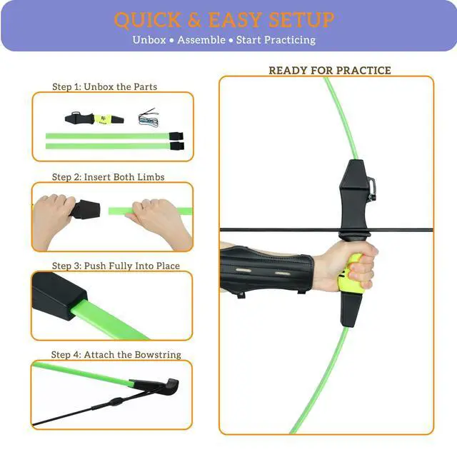 Alt view image 5 of 7 - 40" Youth Bow and Arrow Set for Kids 8-12 & Teens - Ambidextrous Recurve Archery Gear with Safety Arrows - Toys for Ages 8-13, Backyard Games Gift for Beginner Archers