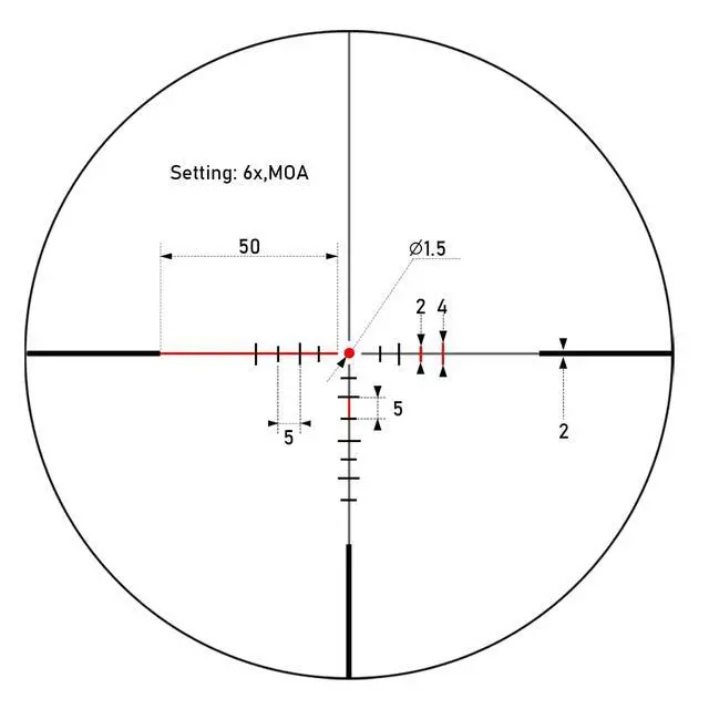 Alt view image 3 of 7 - 1.2-6x24 Rifle Scope,MOA Reticle,Clear Green-Coated Lens,Tactical Compact LPVO, R/G Dual-Color with 5 Levels Brightness, Turret Lock Features Ideal for Hunting Scope