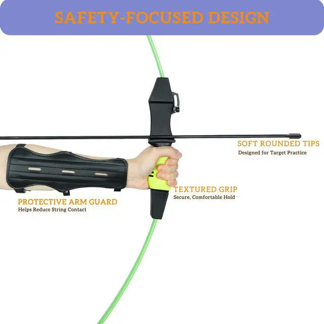 Alt view image 3 of 7 - 40" Youth Bow and Arrow Set for Kids 8-12 & Teens - Ambidextrous Recurve Archery Gear with Safety Arrows - Toys for Ages 8-13, Backyard Games Gift for Beginner Archers