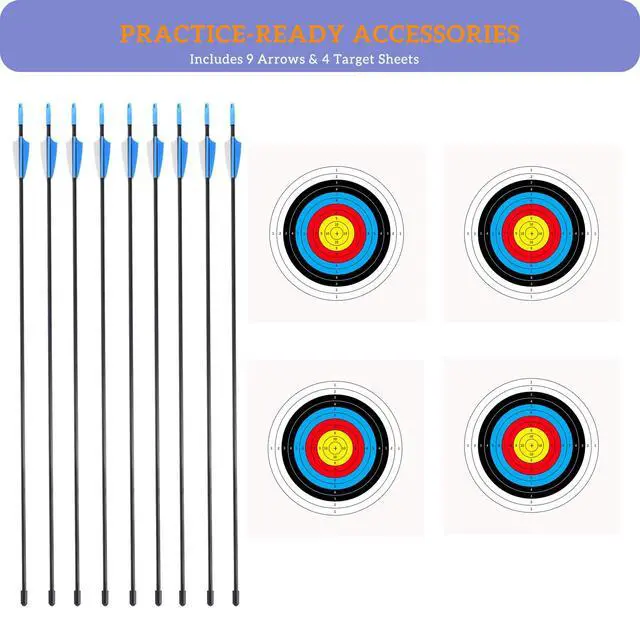 Alt view image 4 of 7 - 40" Youth Bow and Arrow Set for Kids 8-12 & Teens - Ambidextrous Recurve Archery Gear with Safety Arrows - Toys for Ages 8-13, Backyard Games Gift for Beginner Archers