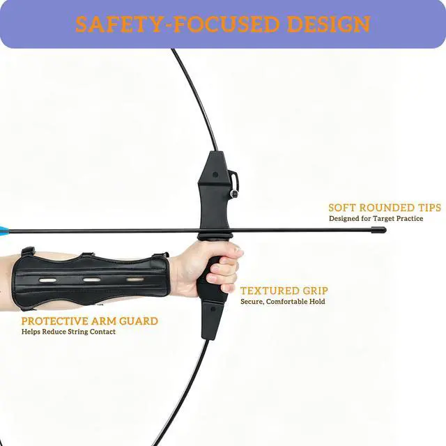 Alt view image 3 of 7 - 40" Youth Bow and Arrow Set for Kids 8-12 & Teens - Ambidextrous Recurve Archery Gear with Safety Arrows - Toys for Ages 8-13, Backyard Games Gift for Beginner Archers