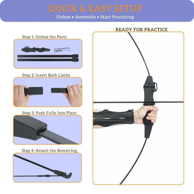 Alt view image 5 of 7 - 40" Youth Bow and Arrow Set for Kids 8-12 & Teens - Ambidextrous Recurve Archery Gear with Safety Arrows - Toys for Ages 8-13, Backyard Games Gift for Beginner Archers