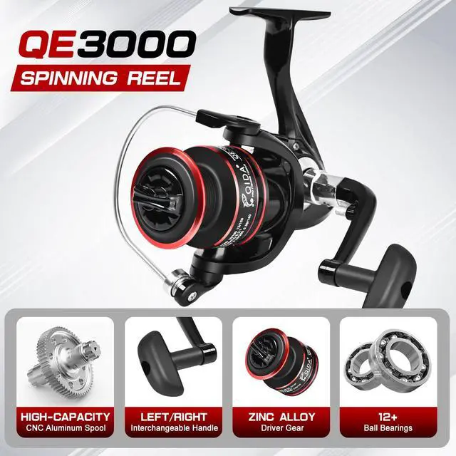 Alt view image 3 of 7 - 6.89ft Fishing Rod and Reel Combo, 2PCS Telescopic Carbon Fiber Fishing Rod, Spinning Reels *2, Fishing Line *2, Fishing Hooks Bait Set, Portable Fishing Pole Set with Carrier Bag