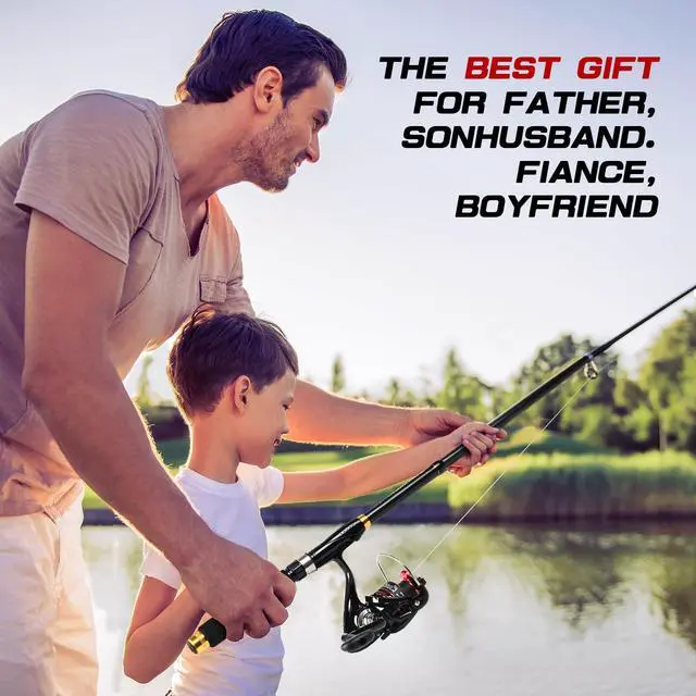 Alt view image 5 of 7 - 6.89ft Fishing Rod and Reel Combo, 2PCS Telescopic Carbon Fiber Fishing Rod, Spinning Reels *2, Fishing Line *2, Fishing Hooks Bait Set, Portable Fishing Pole Set with Carrier Bag
