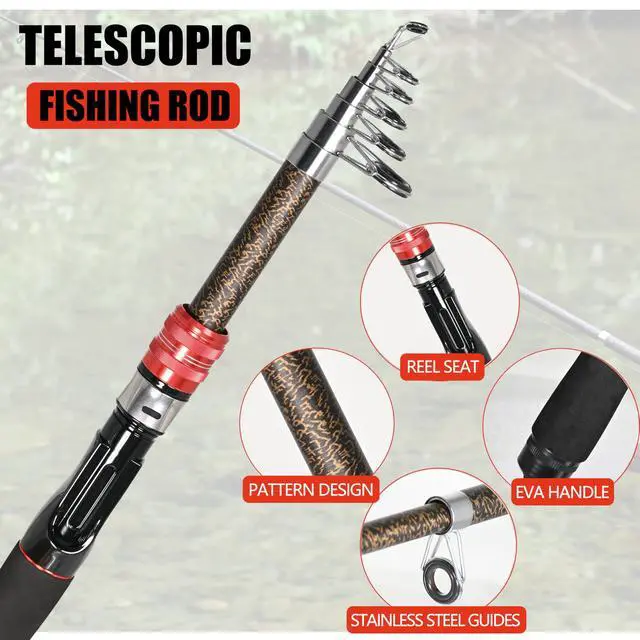 Alt view image 3 of 7 - Fishing Pole Combo Set 6.9ft Telescopic Fishing Rod and Reel Combo with Fishing Pliers and Lip Gripper Collapsible Fishing Rod and Reel Kits for Bass Sea Saltwater Freshwater
