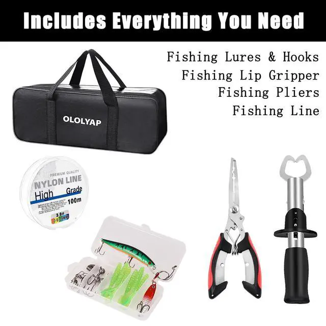 Alt view image 6 of 7 - Fishing Pole Combo Set 6.9ft Telescopic Fishing Rod and Reel Combo with Fishing Pliers and Lip Gripper Collapsible Fishing Rod and Reel Kits for Bass Sea Saltwater Freshwater