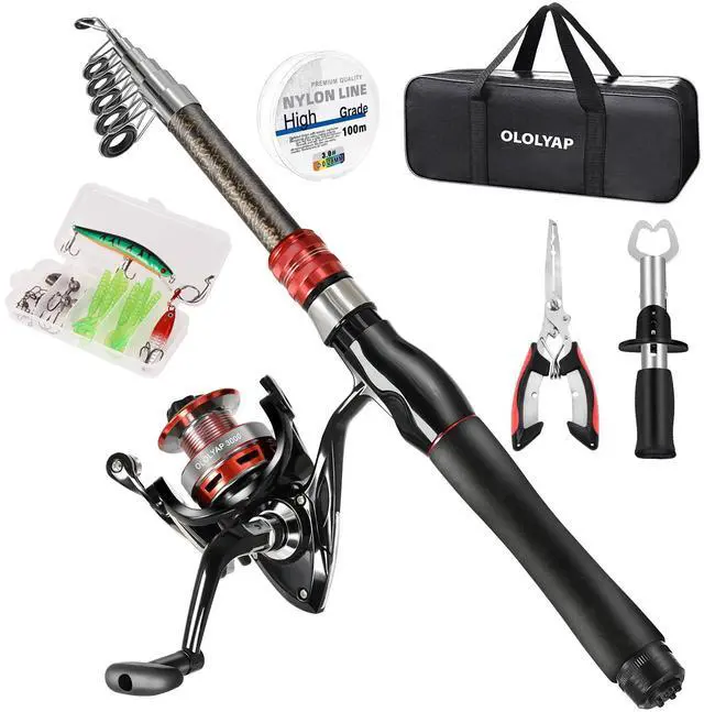 Main image of Fishing Pole Combo Set 6.9ft Telescopic Fishing Rod and Reel Combo with Fishing Pliers and Lip Gripper Collapsible Fishing Rod and Reel Kits for Bass Sea Saltwater Freshwater
