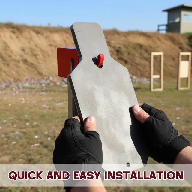 Alt view image 4 of 6 - Elephant T-Post Target Steel Hanger Shooting Targets with 3/8" Ar500 Steel Brackets Mount for Practice, Easy Assembly-Built to Standard T-Post Hang Metal Plates, Gongs, Torso