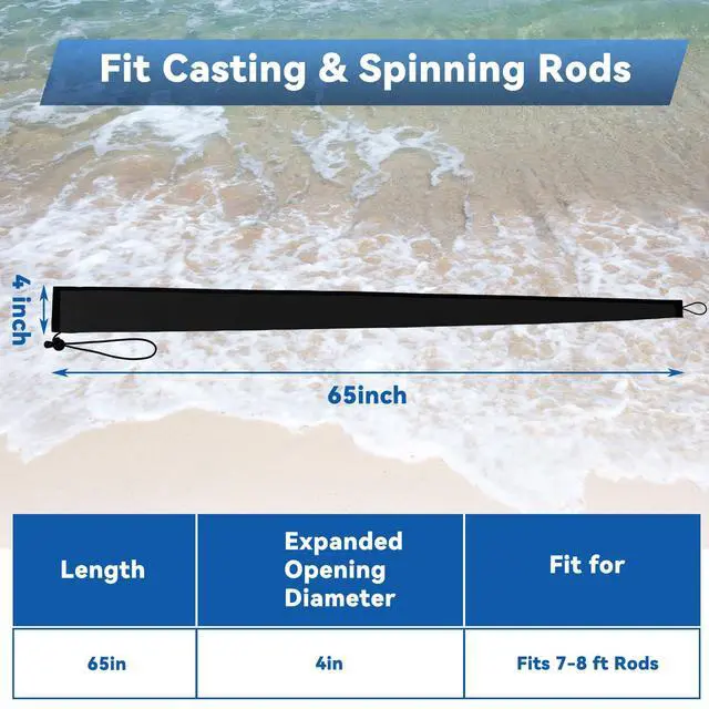 Alt view image 3 of 7 - Neoprene Fishing Rod Sleeves, 2.5MM Thick Tangle-Free Covers, Protective Sock for Spinning Casting Rods, Travel Storage