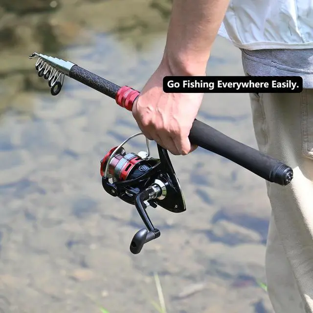 Alt view image 7 of 7 - Fishing Pole Combo Set 6.9ft Telescopic Fishing Rod and Reel Combo with Fishing Pliers and Lip Gripper Collapsible Fishing Rod and Reel Kits for Bass Sea Saltwater Freshwater