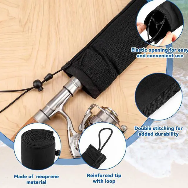 Alt view image 5 of 7 - Neoprene Fishing Rod Sleeves, 2.5MM Thick Tangle-Free Covers, Protective Sock for Spinning Casting Rods, Travel Storage