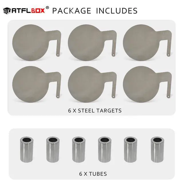 Alt view image 3 of 6 - 6 Pcs AR500 3/8'' Thick Steel Dueling Tree Targets, 6'' Swing Paddles DIY Shooting Target with Tubes