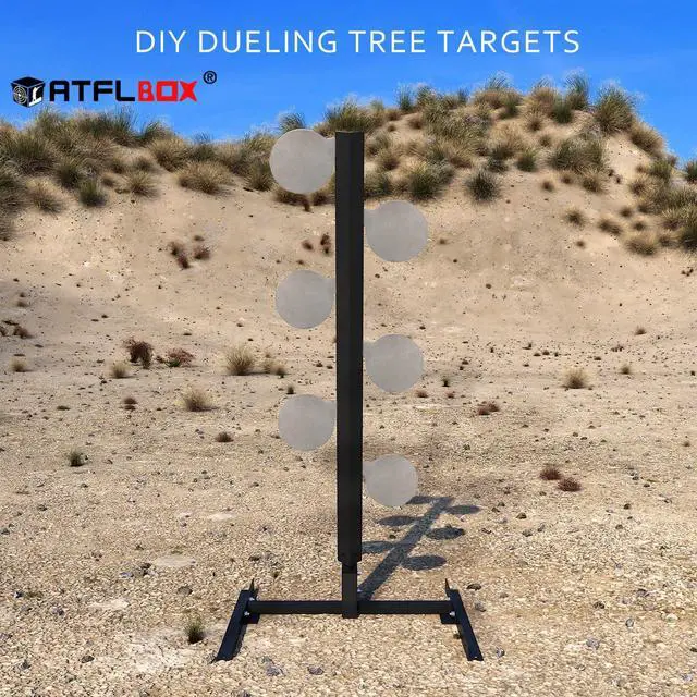 Alt view image 6 of 6 - 6 Pcs AR500 3/8'' Thick Steel Dueling Tree Targets, 6'' Swing Paddles DIY Shooting Target with Tubes