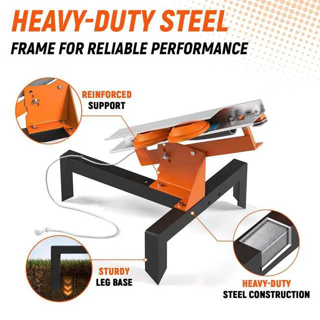 Alt view image 5 of 6 - Buzzlett Pull-Cord Clay Pigeon Thrower, Heavy-Duty Steel Manual Thrower Machine for Clay Shooting Practice, Adjustable Launch Angle & Throwing Distance, Dual Clay Capacity, Ground or Tire Mount