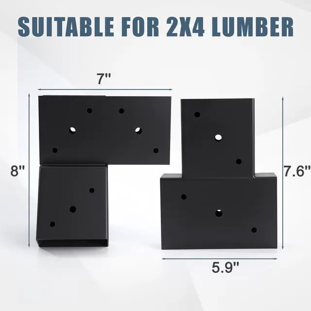 Alt view image 3 of 7 - 2x4 Target Stand Brackets Set for Shooting & Archery Ranges | Heavy-Duty Steel Y & T Connectors with 12 Hanger Hooks, Modular Shooting Target Hanger for AR500 Steel Targets
