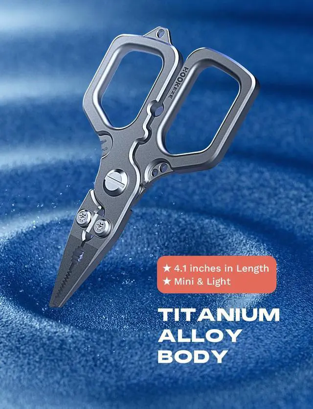 Alt view image 3 of 7 - Titanium Fishing Pliers, 4.1" Saltwater Resistant Fishing Scissors,Tungsten Cutters, Knot Tying Tool with Lanyard, Split Ring Hook Remover, Gifts for Men