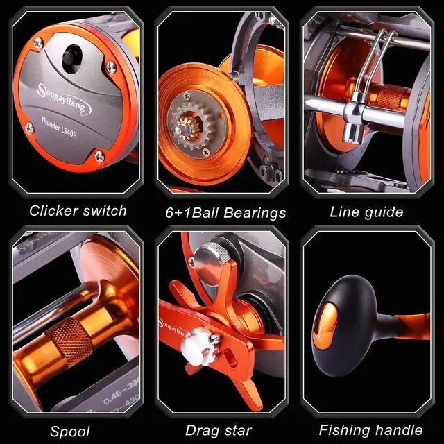 Alt view image 5 of 7 - Line Counter Trolling Reel Conventional Level Wind Fishing Reel