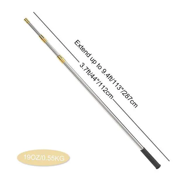 Alt view image 2 of 7 - Retractable Fishing Gaff, 4.8/6.6/7.8/9.4/16.4ft Telescopic Fishing Gaff with 8mm Screw, Capable for Fish Gig Spear Harpoon Hook, Ice and Saltwater Fishing Gaff Pole for Hunting Fish Frog Mole