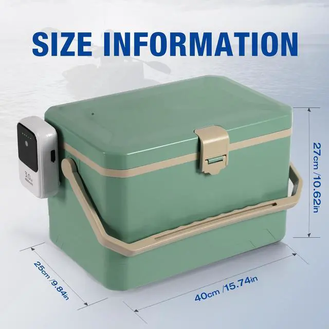Alt view image 5 of 6 - Fishing Cooler 11QT/15QT Live Bait Cooler with 4000mAh Rechargeable Aerator for Fishing,Bait Bucket for Live Fish Shrimp,Portable Minnow Bucket for Boat Outdoors