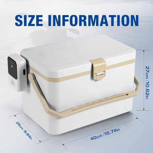 Alt view image 5 of 6 - Fishing Cooler 11QT/15QT Live Bait Cooler with 4000mAh Rechargeable Aerator for Fishing,Bait Bucket for Live Fish Shrimp,Portable Minnow Bucket for Boat Outdoors