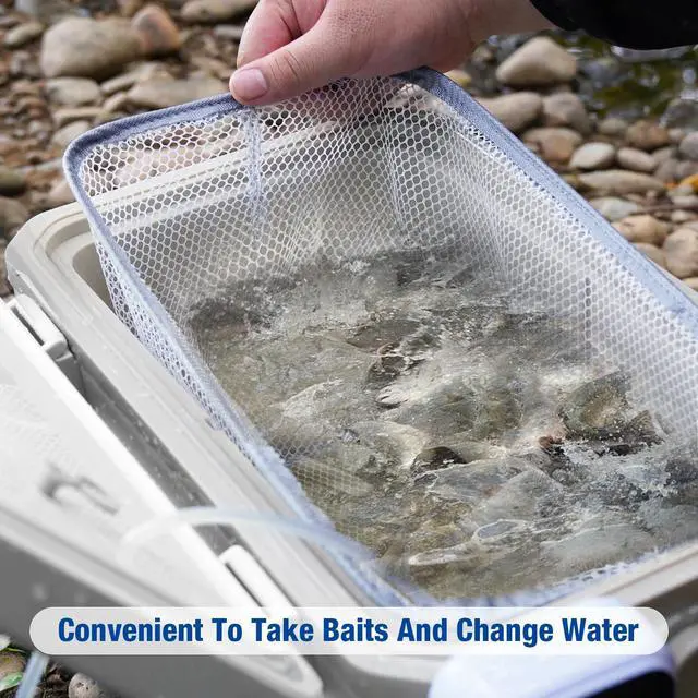 Alt view image 6 of 6 - Fishing Cooler 11QT/15QT Live Bait Cooler with 4000mAh Rechargeable Aerator for Fishing,Bait Bucket for Live Fish Shrimp,Portable Minnow Bucket for Boat Outdoors