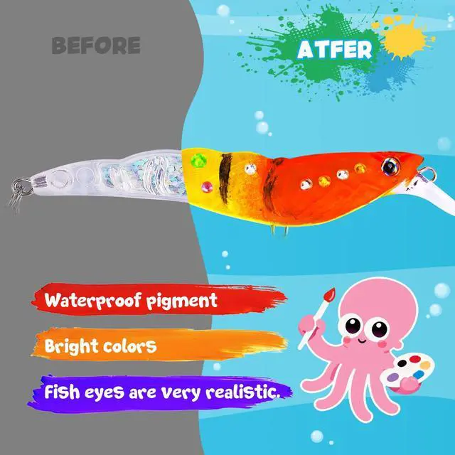 Alt view image 4 of 7 - DIY Fishing Lure Kit - Kid-Friendly Lure Making kit Customizing Lures, Includes Paint & Brushes, Perfect Fishing Gifts and Crafts for Kids, Tackle Box Must-Have (10PCS)
