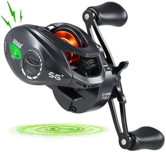 Main image of DC Baitcaster Reel, Smart Digital Anti Backlash Baitcasting Reel, 7.5:1 High Speed, 8+1 Bearings, 18LB Max Drag, CNC Aluminum Spool, Line Out Alarm, Low Profile Fishing Reel for Bass & Beginners