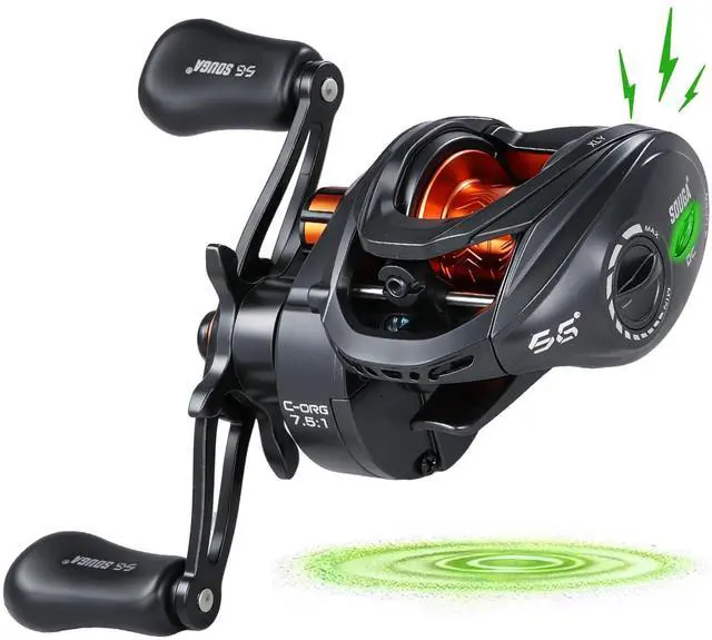 Main image of DC Baitcaster Reel, Smart Digital Anti Backlash Baitcasting Reel, 7.5:1 High Speed, 8+1 Bearings, 18LB Max Drag, CNC Aluminum Spool, Line Out Alarm, Low Profile Fishing Reel for Bass & Beginners