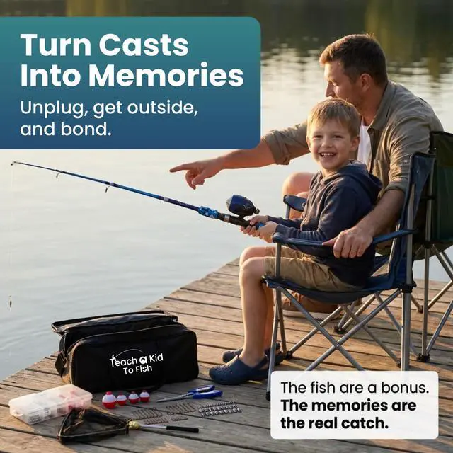 Alt view image 6 of 7 - Kids Fishing Pole and Tackle Box Kit - Complete Fishing Kit for Beginners | Rod, Reel, Net, Fish Hook Remover Pliers & Carry Bag Included, Hands-Free Experience for Boys & Girls