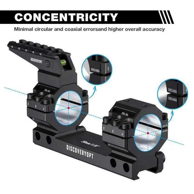 Alt view image 5 of 6 - Heavy Duty Cantilever Scope Mount, Picatinny One Piece Base with Integrated Top Rail, 34mm Tubes, 1.18" Center Height, for Rifle Scope Mounting