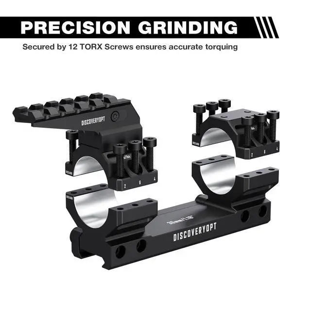 Alt view image 4 of 6 - Heavy Duty Cantilever Scope Mount, Picatinny One Piece Base with Integrated Top Rail, 34mm Tubes, 1.18" Center Height, for Rifle Scope Mounting