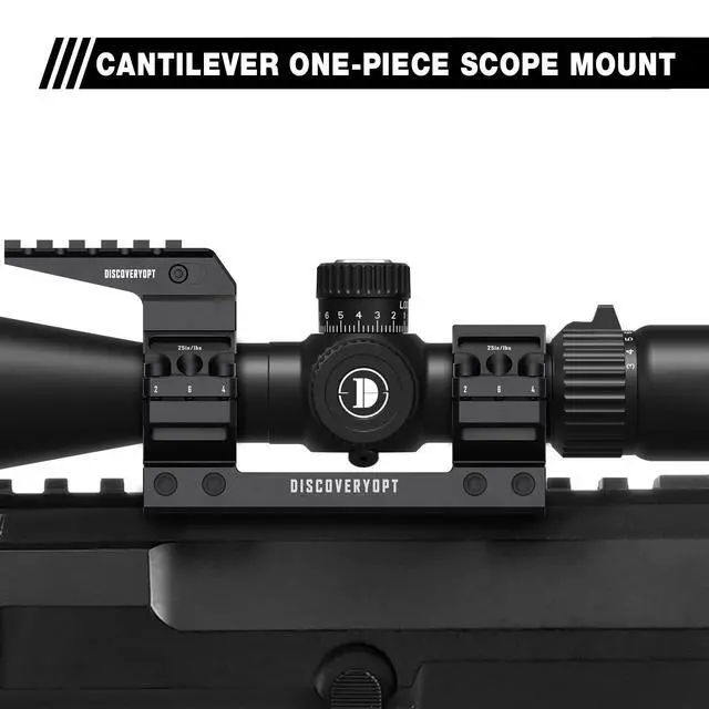 Alt view image 3 of 6 - Heavy Duty Cantilever Scope Mount, Picatinny One Piece Base with Integrated Top Rail, 34mm Tubes, 1.18" Center Height, for Rifle Scope Mounting