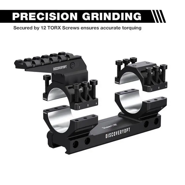 Alt view image 4 of 6 - Heavy Duty Cantilever Scope Mount, Picatinny One Piece Base with Integrated Top Rail, 34mm Tubes, 1.18" Center Height, for Rifle Scope Mounting