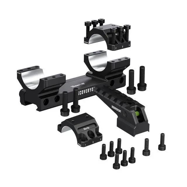 Alt view image 6 of 6 - Heavy Duty Cantilever Scope Mount, Picatinny One Piece Base with Integrated Top Rail, 34mm Tubes, 1.18" Center Height, for Rifle Scope Mounting