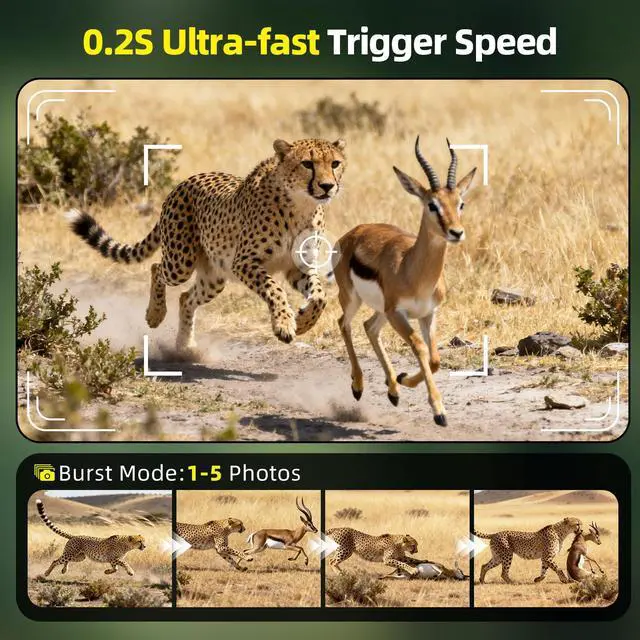 Alt view image 3 of 7 - Trail Camera WiFi 4K 48MP with 64GB Memory Card Game Cameras with Night Vision Motion Activated Waterproof Trigger Speed Wide Angle for Outdoor and Backyard