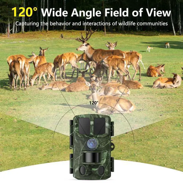 Alt view image 6 of 7 - Trail Camera WiFi 4K 48MP with 64GB Memory Card Game Cameras with Night Vision Motion Activated Waterproof Trigger Speed Wide Angle for Outdoor and Backyard