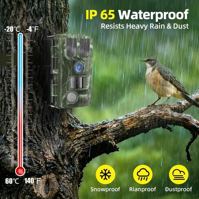 Alt view image 7 of 7 - Trail Camera WiFi 4K 48MP with 64GB Memory Card Game Cameras with Night Vision Motion Activated Waterproof Trigger Speed Wide Angle for Outdoor and Backyard
