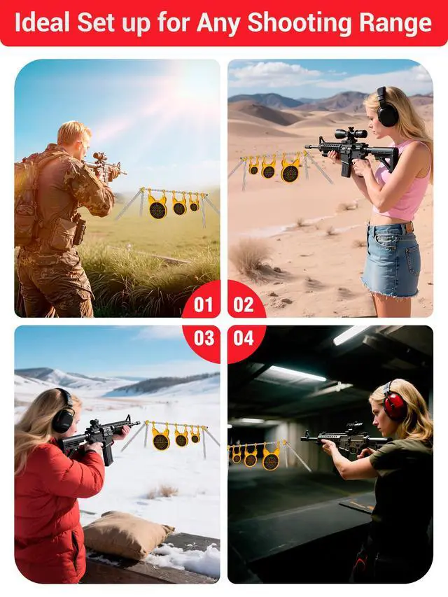 Alt view image 7 of 7 - AR500 Steel Target Combo Set, 3PC 4/6/8 Gong Shooting Targets Hanging Kit, Includes Hooks, Lock Pins, Leg Brackets, Paper Targets, Fits 1" OD EMT Conduit