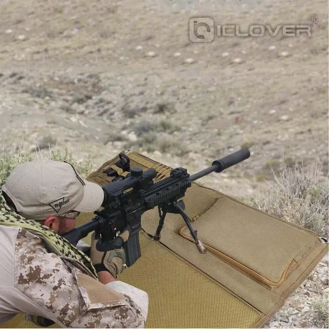 Alt view image 7 of 7 - Shooting Mat, Tactical Prone Padded Shooting Mats, with 2 Pockets & Molle Webbings & Bipod Holder, Extra Large Non-Slip Waterproof Foldable Pad Blanket for Long Range Rifle Shooting Hunting