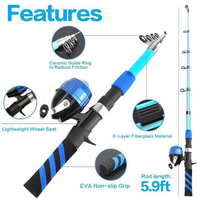 Alt view image 4 of 7 - Collapsible Telescopic Fishing Rod and Reel Combo Push Button Small Fishing Pole Kit Beginner Youth Boys Fishing Starter Set Tackle