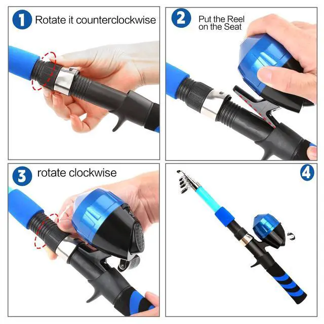 Alt view image 3 of 7 - Collapsible Telescopic Fishing Rod and Reel Combo Push Button Small Fishing Pole Kit Beginner Youth Boys Fishing Starter Set Tackle