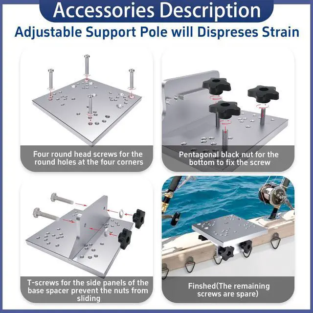 Alt view image 4 of 6 - Universal Aluminum Downrigger Bracket for Boat Track System Lund Sport Track,Versatrack Track,Ranger Track,Sport Systems,Downrigger Mount Fishing Accessories