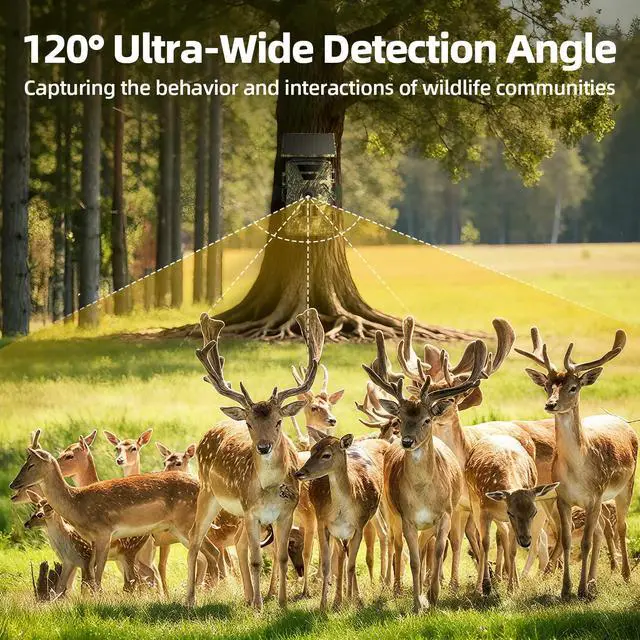 Alt view image 6 of 7 - Solar Trail Camera WiFi 4K 60MP with 64GB Memory Card Game Cameras with Night Vision Motion Activated Waterproof Trigger Speed Trail Cam Wide Angle Wildlife Camera for Backyard and Outdoor