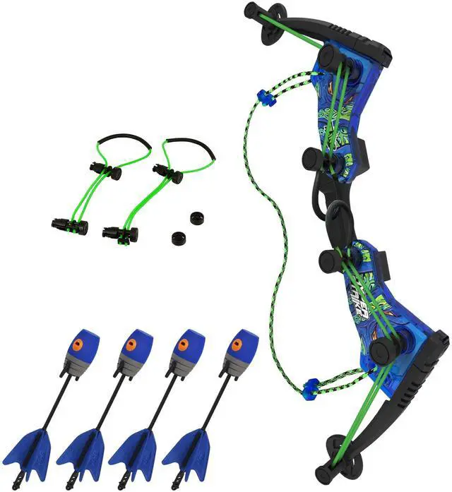 Main image of HyperStrike Dominator Bow Pack - 1 Blue Dominator Bow, 4 Blue Zonic Whistle Arrows, 1 Set of Bungee Replacement and 1 Shoulder Strap - Great for Long Range Outdoor Play, for Ages 14 and Up