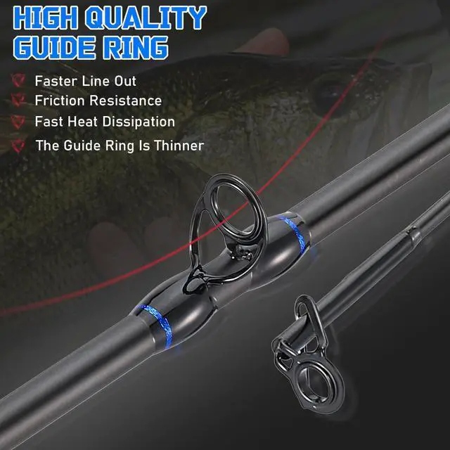 Alt view image 3 of 7 - Baitcaster Combo 8.1:1 High-Speed Reel, 18.5LB Drag, 9+1 Bearings, IM7 Graphite 2-Piece Rod, 6/7 M Power for Bass Fishing