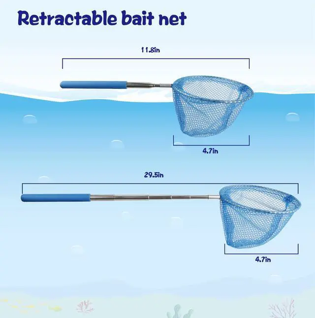 Alt view image 7 of 7 - Kids Rod Set, Kids Fishing Rod and Reel Combo and Fishing Net Tackle Box with Fishing Lure Hook and Bag for Girls Beginners, Kids, Youth Anglers