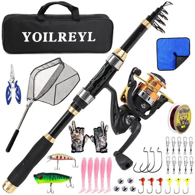 Main image of Yoilrey Fishing Rod and Reel Combo 5.9ft Telescopic Fishing Pole Starter Kit with Spinning Reel, Fishing Line, Lure Box & Tackle Bag for Travel