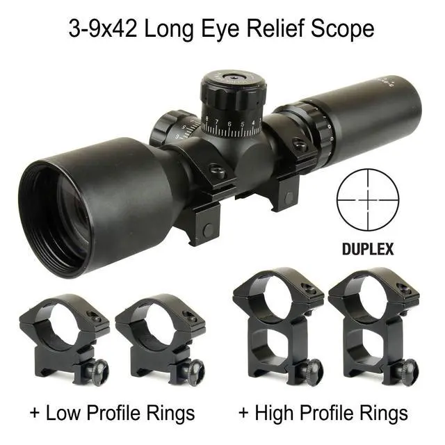 Alt view image 3 of 7 - 3-9x42 Long Eye Relief Scope with Weaver/Picatinny Ring
