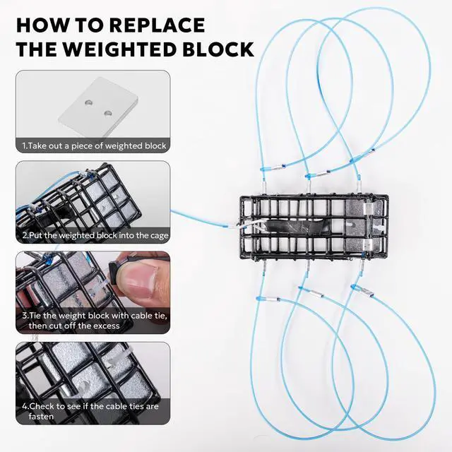 Alt view image 7 of 7 - Crab Snare Traps with 6 Loops, 1 Ounce Galvanized Steel Block, Rectangular Crab Snare for Dungeness, Rock, Blue Crab