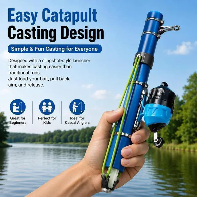 Alt view image 5 of 7 - Catapult Fishing Rod Combo with Spincast Reel & Complete Tackle Kit, Slingshot Casting System, 15-25M Distance for Beginners